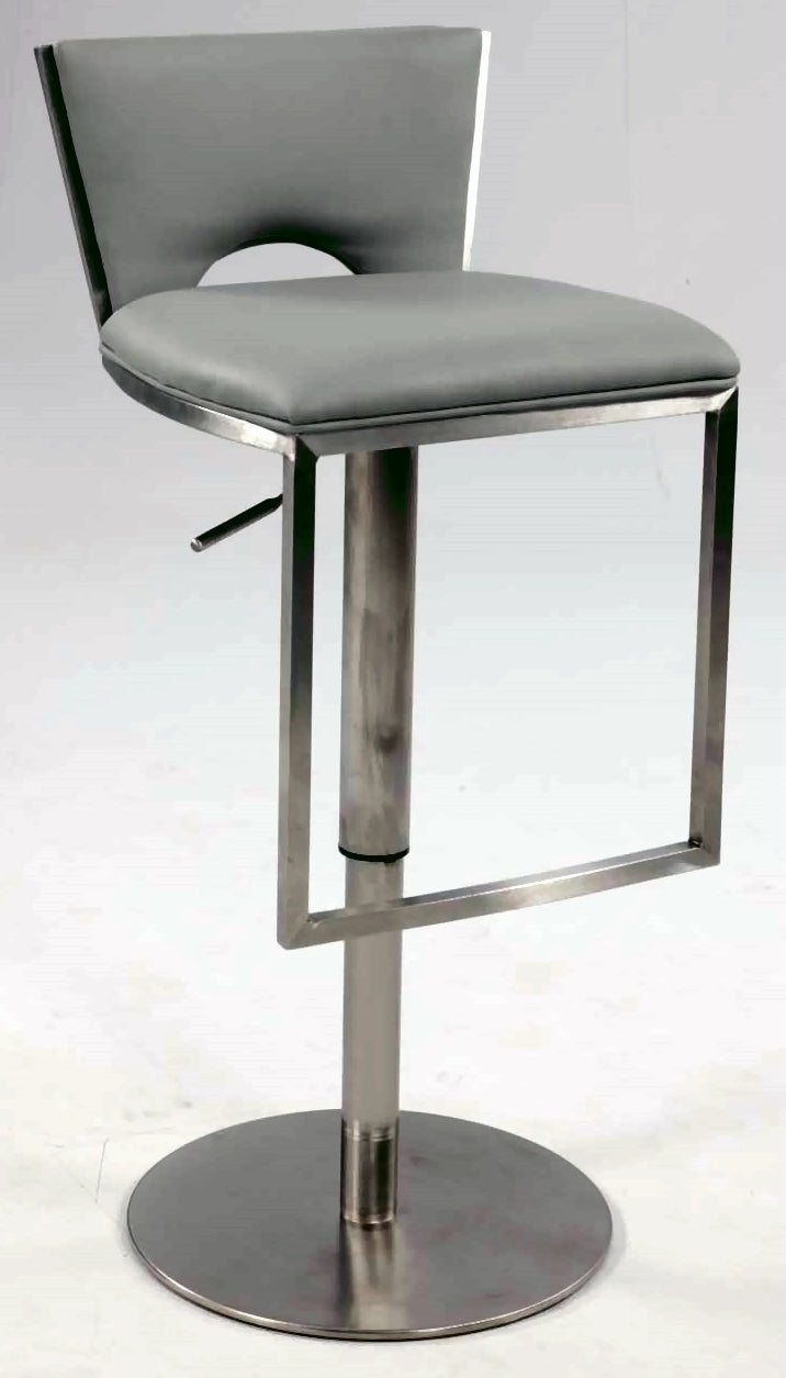 0516 Bella Vita Low Back Upholstered Pneumatic Gas Lift Adjustable Height Stool in Grey