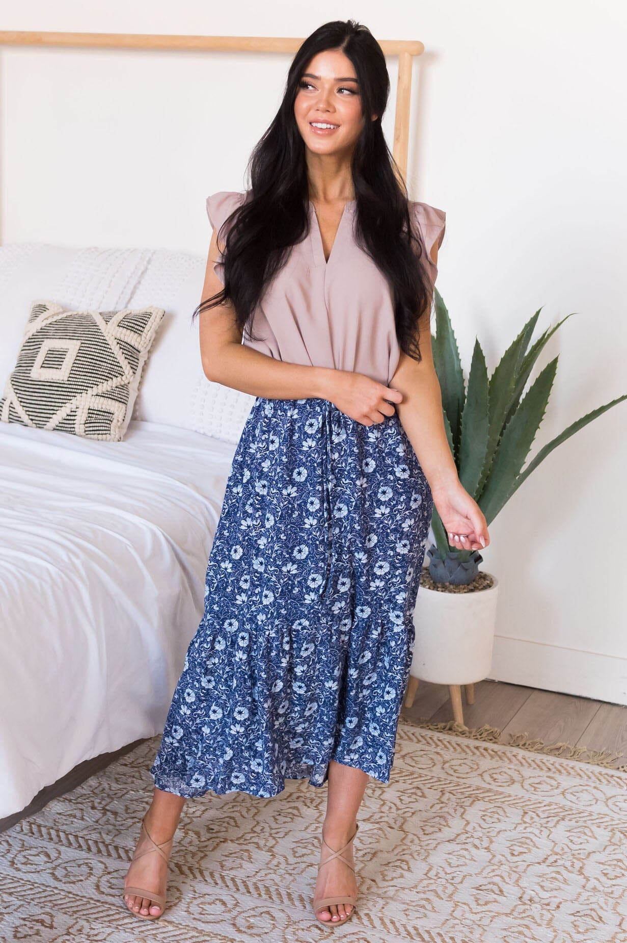 Blue Blooms Modest Skirt