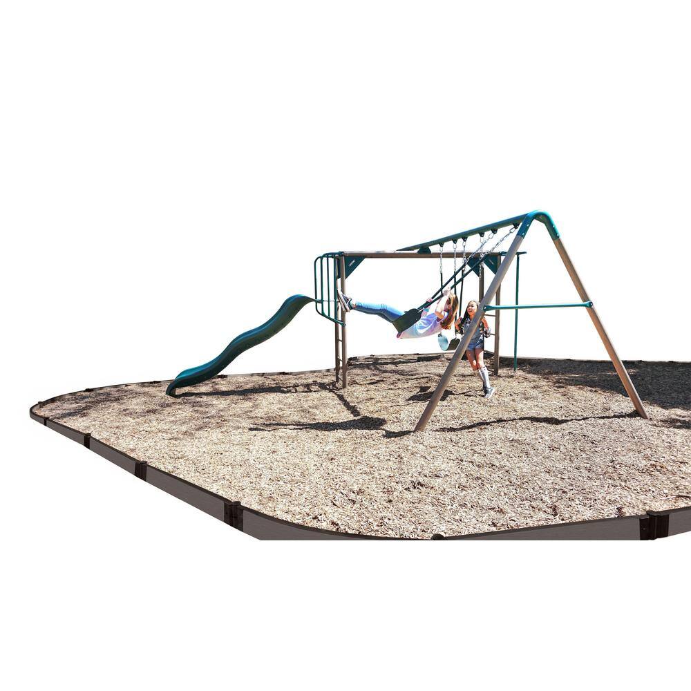 Frame It All Weathered Wood Composite Curved Playground Border Kit 64 ft. - 2 in. Profile 300004852