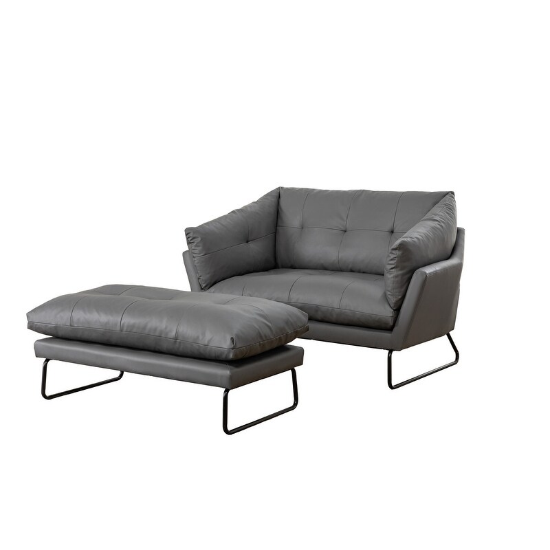 Karla PU Leather Contemporary Loveseat and Ottoman