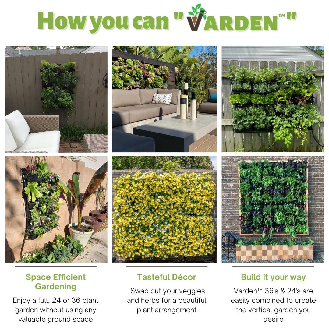 Varden Vertical Garden 24 - Self Watering, 4 Row, 24 Plant, Wall Mountable Garden Planter - 2ft x 2ft