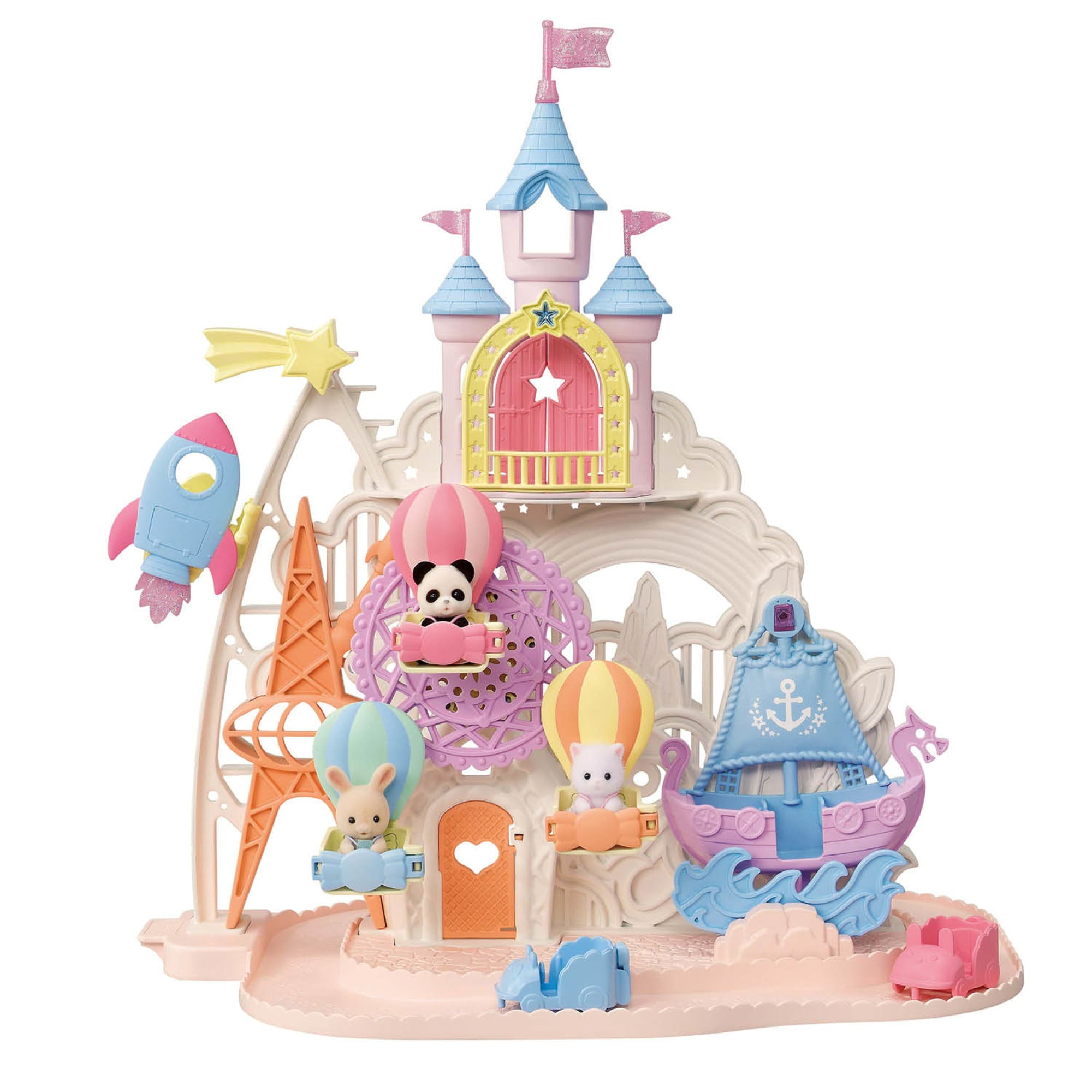 Calico Critters Baby Amusement Park, Dollhouse Playset with 3 Collectible Doll Figures