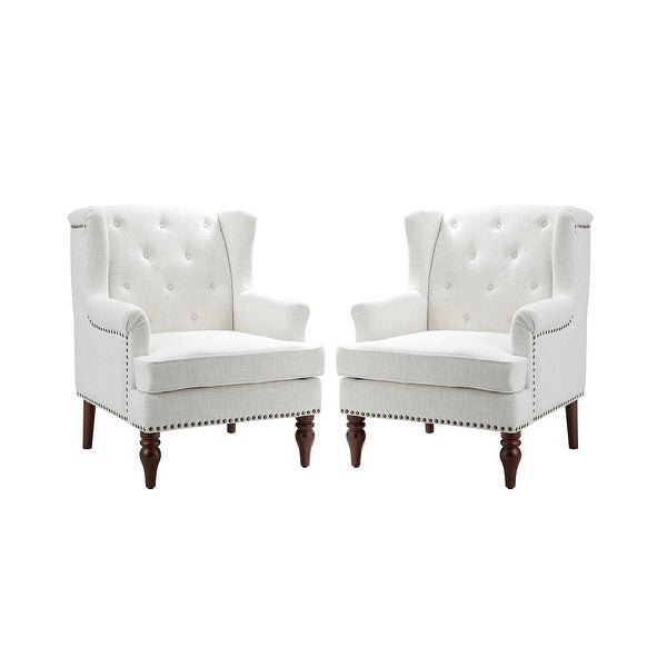 Maitê Transitional Armchair with Solid Wood Legs Set of 2 by HULALA HOME