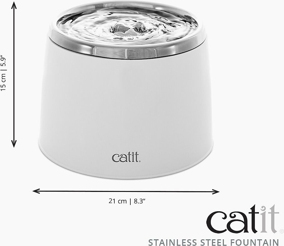 Catit Fresh and Clear Stainless Steel Top Cat Fountain， 64-oz