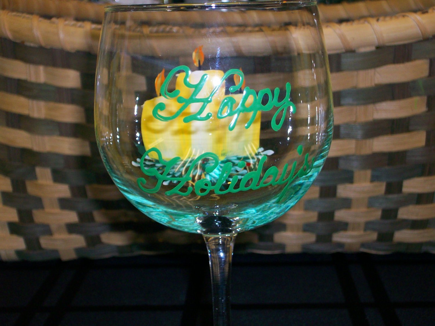 Hand Painted Candles Wine Glasses， set of 4