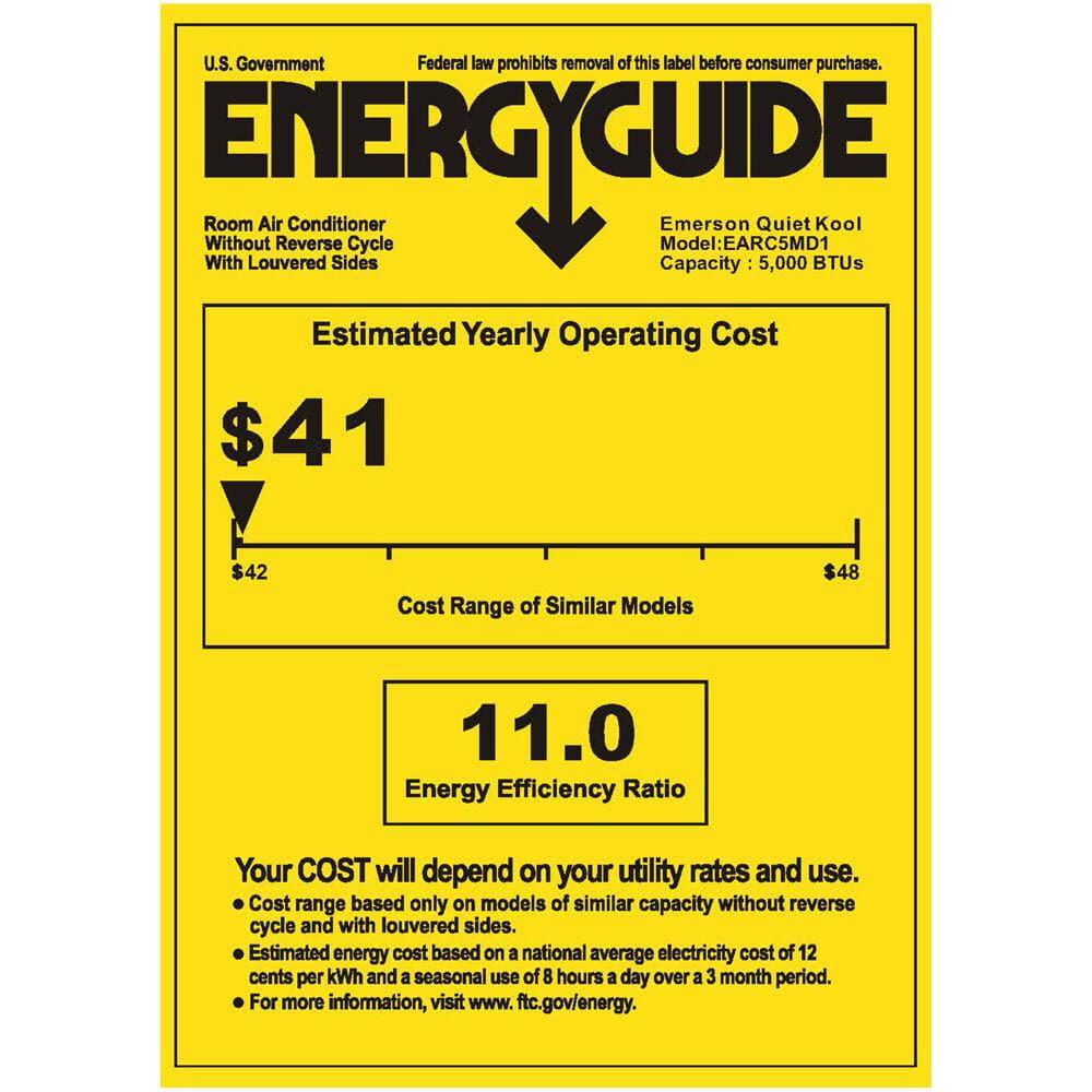EQK 5000 BTU 115V Window AC with Mechanical Controls Rooms up to 150 Sq Ft Quiet Operation AutoRestart Washable Filter
