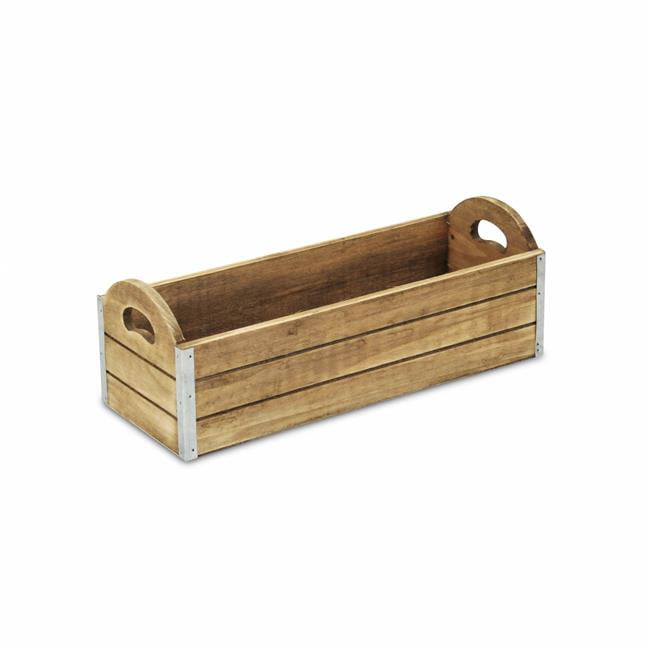 HomeRoots 399659 Rectangular Wooden Box Planter& Brown