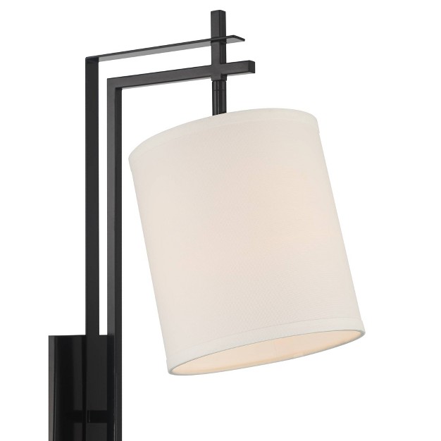 Fixture With A c Usb Charging Ports Linen Shade For Bedroom Reading