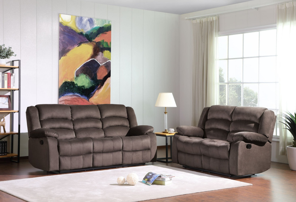 Callan Contemporary Microfiber Recliner 2 Piece Set   Transitional   Living Room Furniture Sets   by Luxuriant Furniture  Houzz