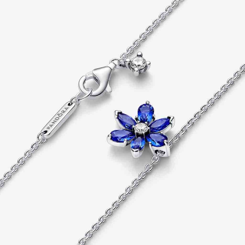 PANDORA  Sparkling Blue Herbarium Cluster Pendant Necklace