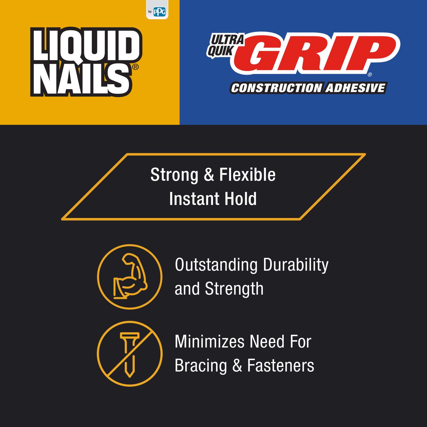 Liquid Nails Ultra Quick Grip Synthetic Elastomeric Polymer Construction Adhesive 10 oz