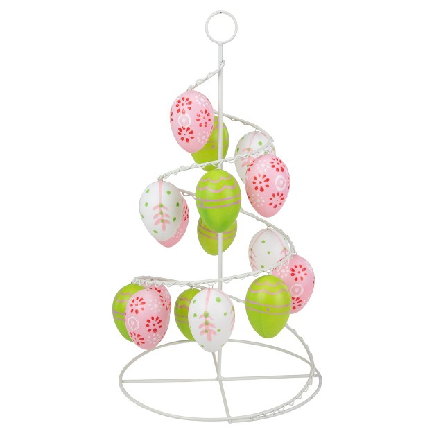 Floral Cut out Spring Easter Egg Tree Decoration Pink green