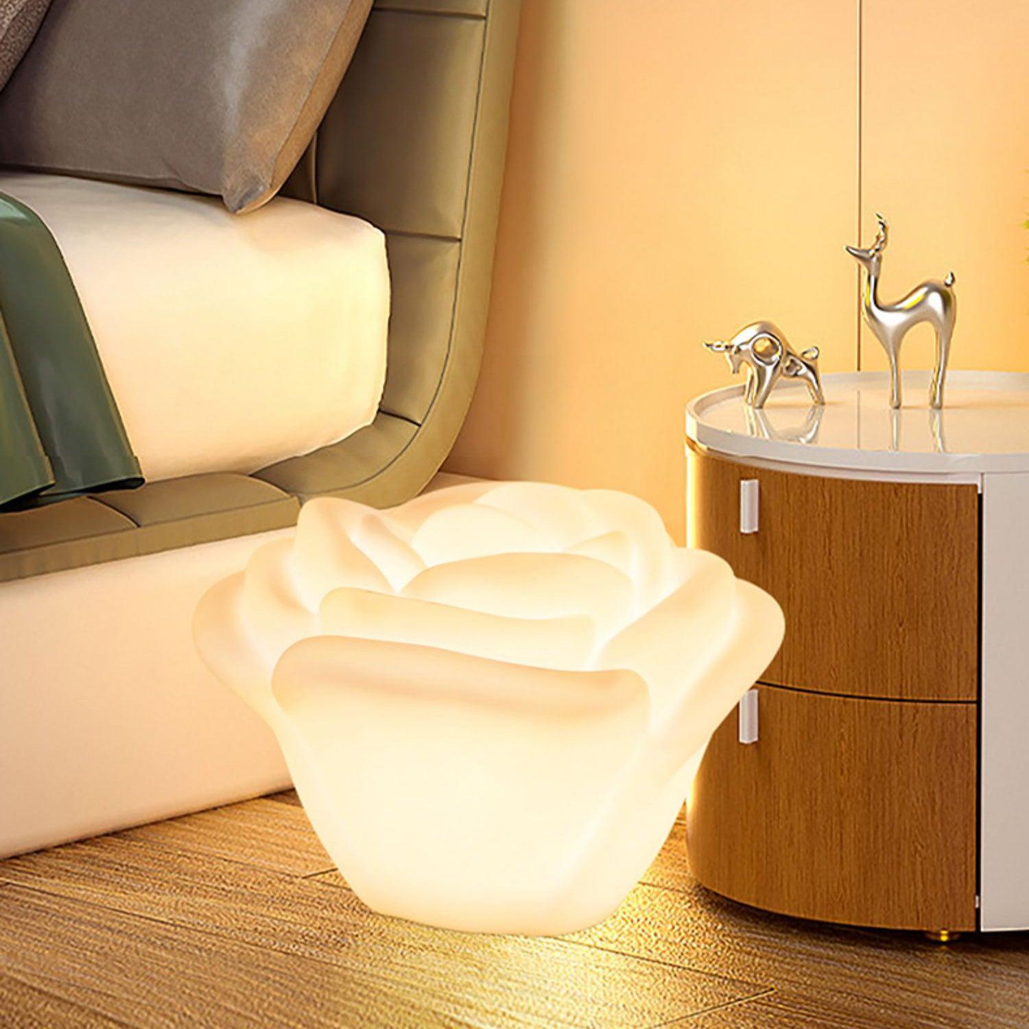 White Rose Shaped LED Table Lamp