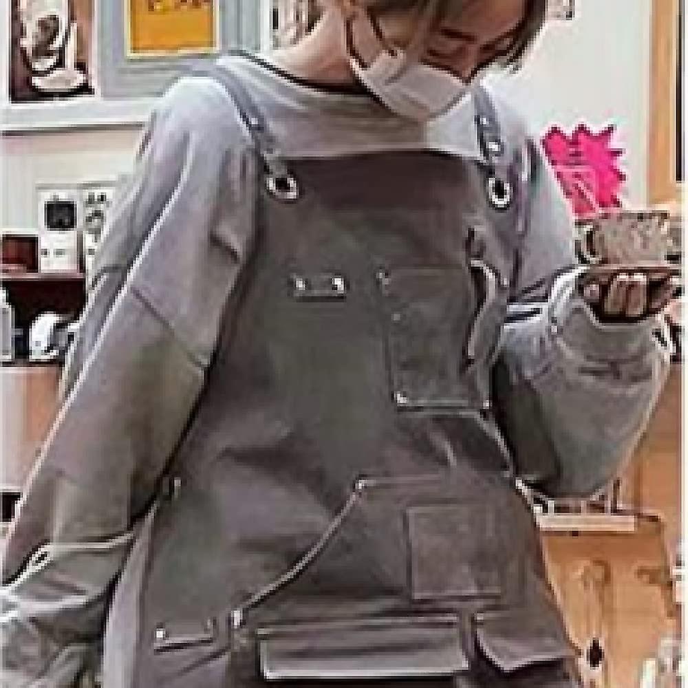 Work Apron - Adjustable Cross Straps With Pockets Can Be Used For Woodworking Welding Gardening Tools Machinery And More.