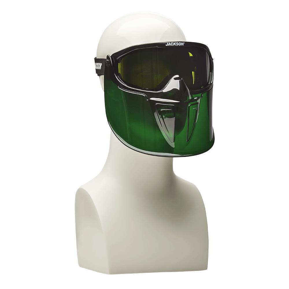 GPL550 Premium Goggle with Detachable Face Shield， Shade 5 IR Lens， Anti-Fog Coating， Green Frame