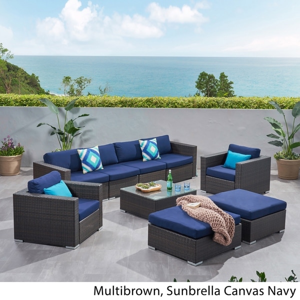 Santa Rosa Outdoor Wicker 9Piece Sectional Sofa with Cushions