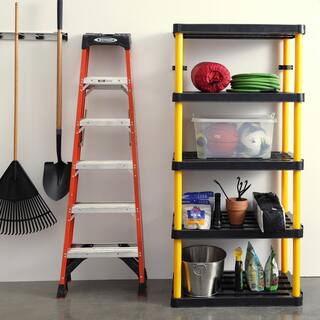 GRACIOUS LIVING Black 6-Tier Plastic Garage Storage Shelving Unit (24 in. W x 36 in. H x 12 in. D) 91090-1C-16