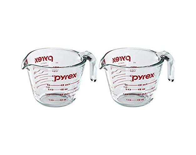 Pyrex Prepware 2 cup Measuring Cup Red Plastic Cover Clear