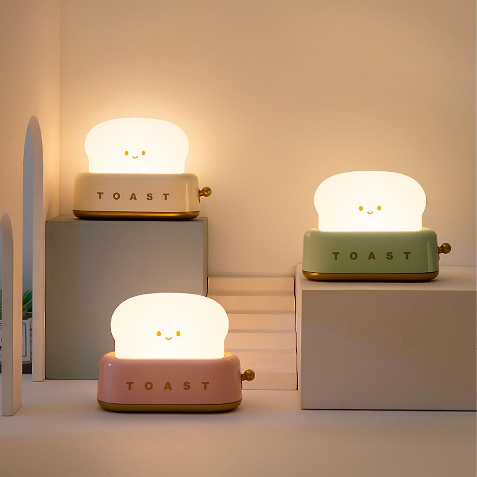 Cute Night Light Toast Lamp Led Toaster Night Lamp Rechargeable Desk Lamp With Timer Portable Bedroom Bedside Sleep Lamps