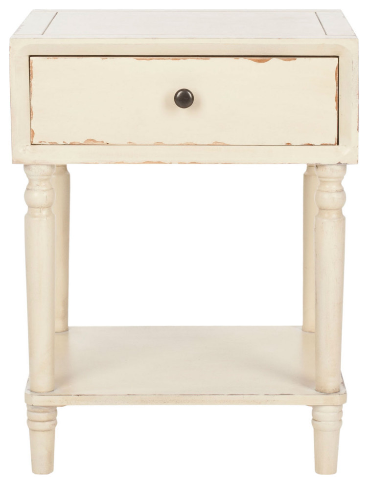 Thomas Accent Table With Storage Drawer Distressed Vanilla   French Country   Side Tables And End Tables   by AED Luxury Home Decor  Houzz