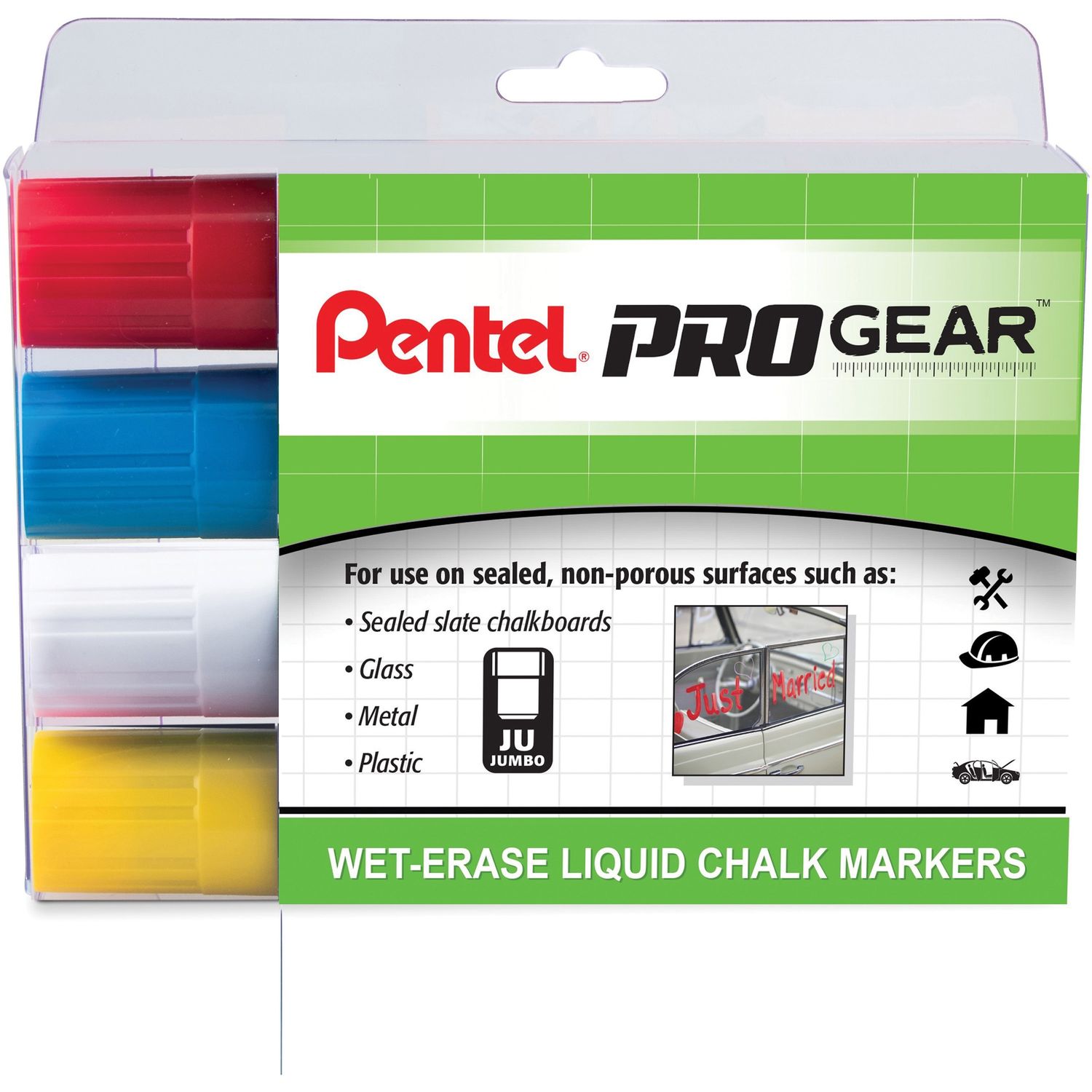 PROGear Wet-Erase Liquid Chalk Marker by Pentel of America， Ltd PENSMW56PGPC4M1