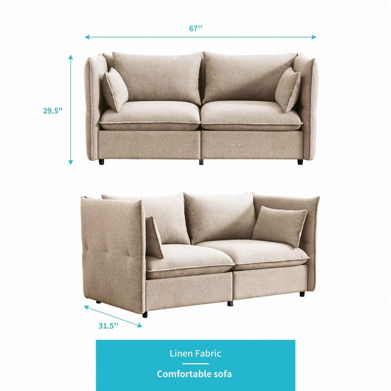 Mixoy Living Room Sofa Couch Set Upholstered Sofa with Adjustable Armrests and Backrest Minimalist Sleeper Sofas and Couches