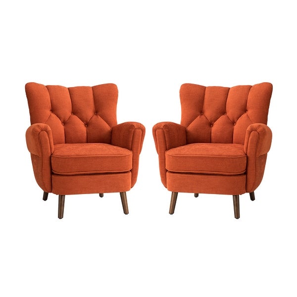 Gira Comfy Living Room Club Chair Set Of 2 with Solid Wood Legs by HULALA HOME