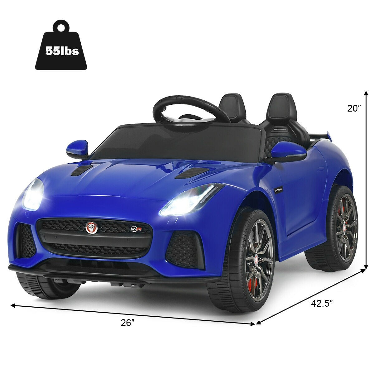 Costzon Ride on Car, 12V Licensed Jaguar F-Type SVR Battery Powered Ride on Toy w/ 2.4G Remote Control