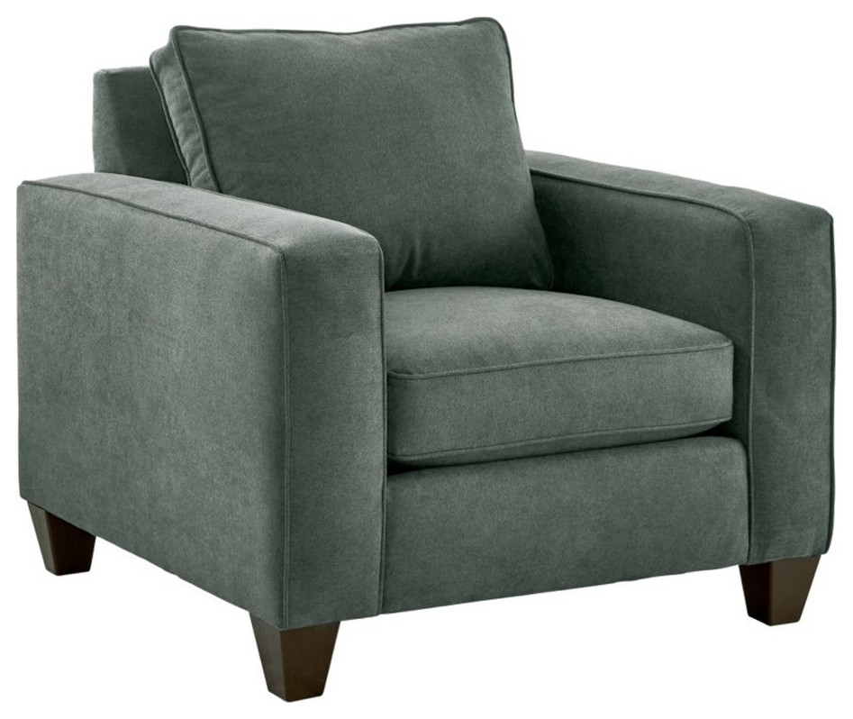 Picket House Furnishings Boha 38 quotW Wood  ampFabric Accent Chair in Jessie Charcoal   Transitional   Armchairs And Accent Chairs   by Homesquare  Houzz