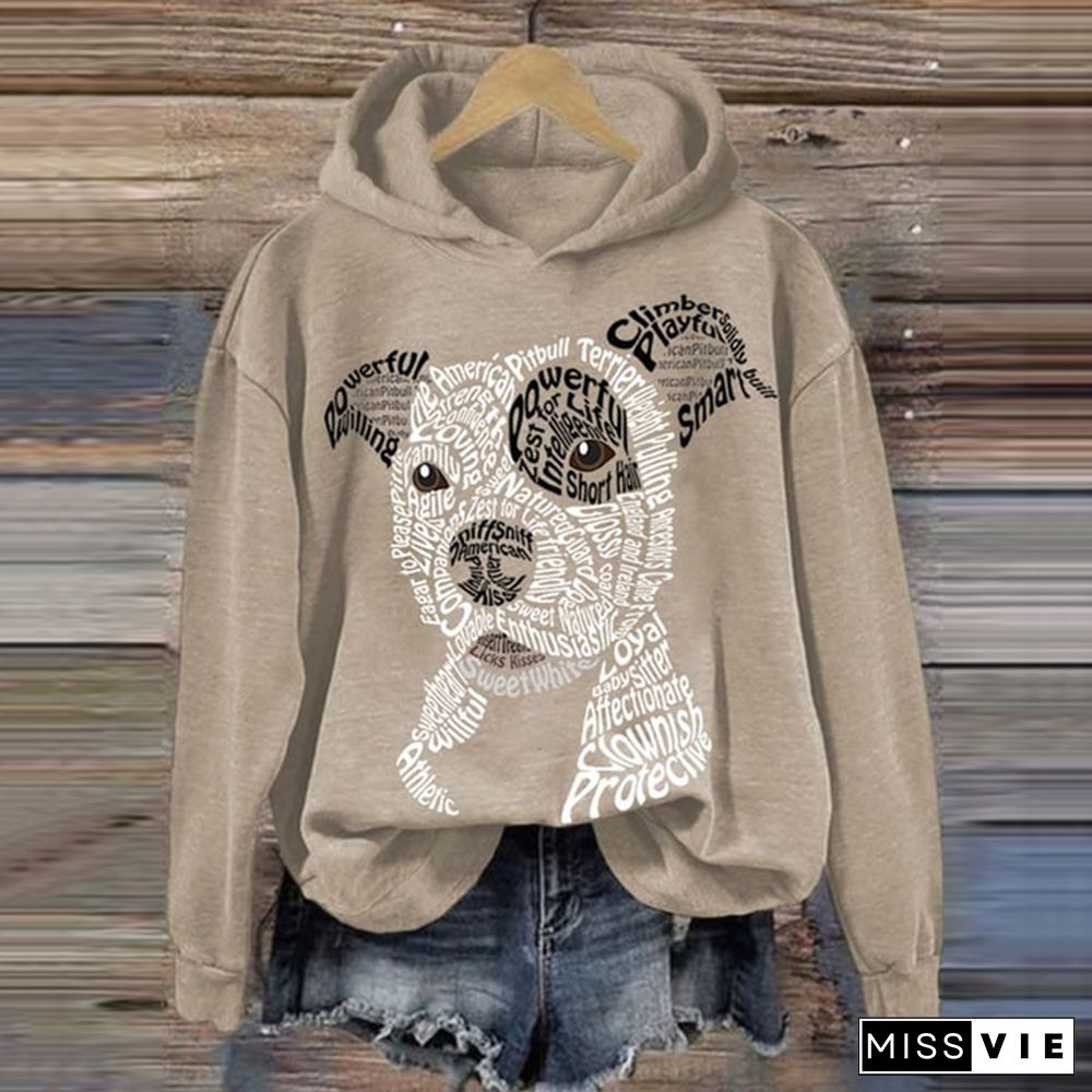 American Pit Bull Terrier Print Long Sleeve Hoodie