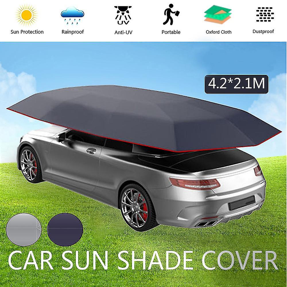 Car Umbrella Cover Tent Cloth Uv Protect Waterproof 4.2 X 2.1m Silver