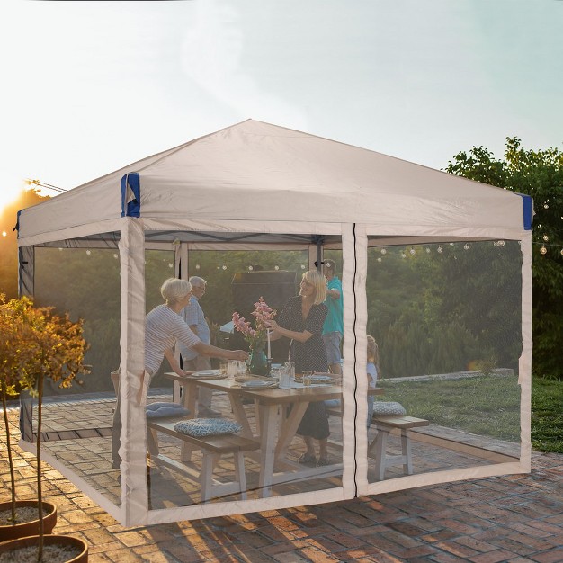 Aoodor 10 x27 X 10 x27 Pop Up Canopy Tent With Removable Mesh Sidewalls Portable Instant Shade Canopy With Roller Bag