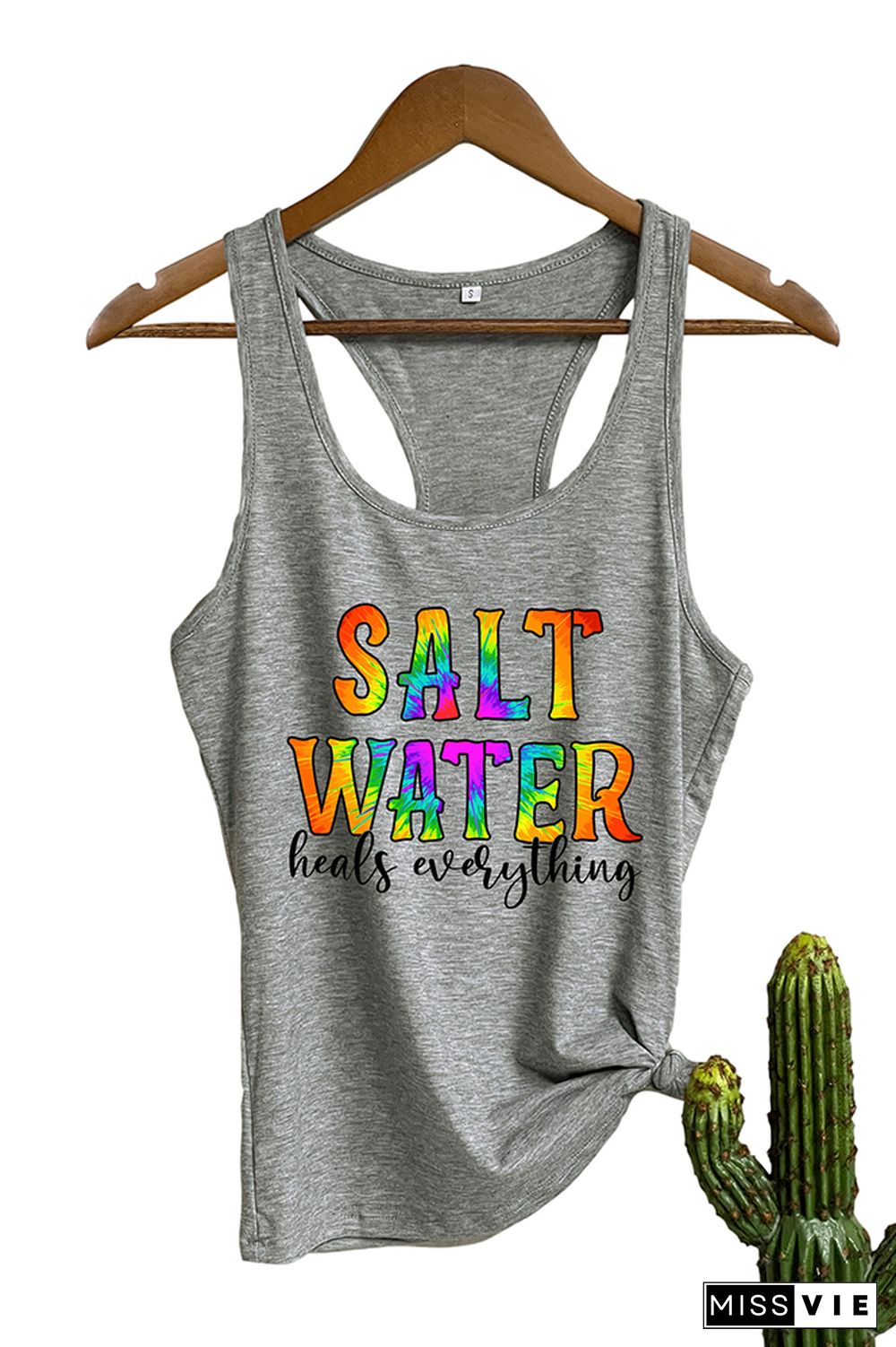 Salt Water Heels Everything Letter Print Graphic Tank Top