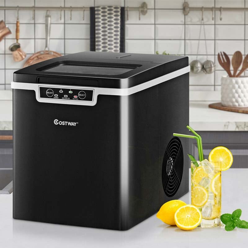 26LBS/24H Portable Ice Maker Countertop Ice Making Machine with Ice Scoop & Removable Basket