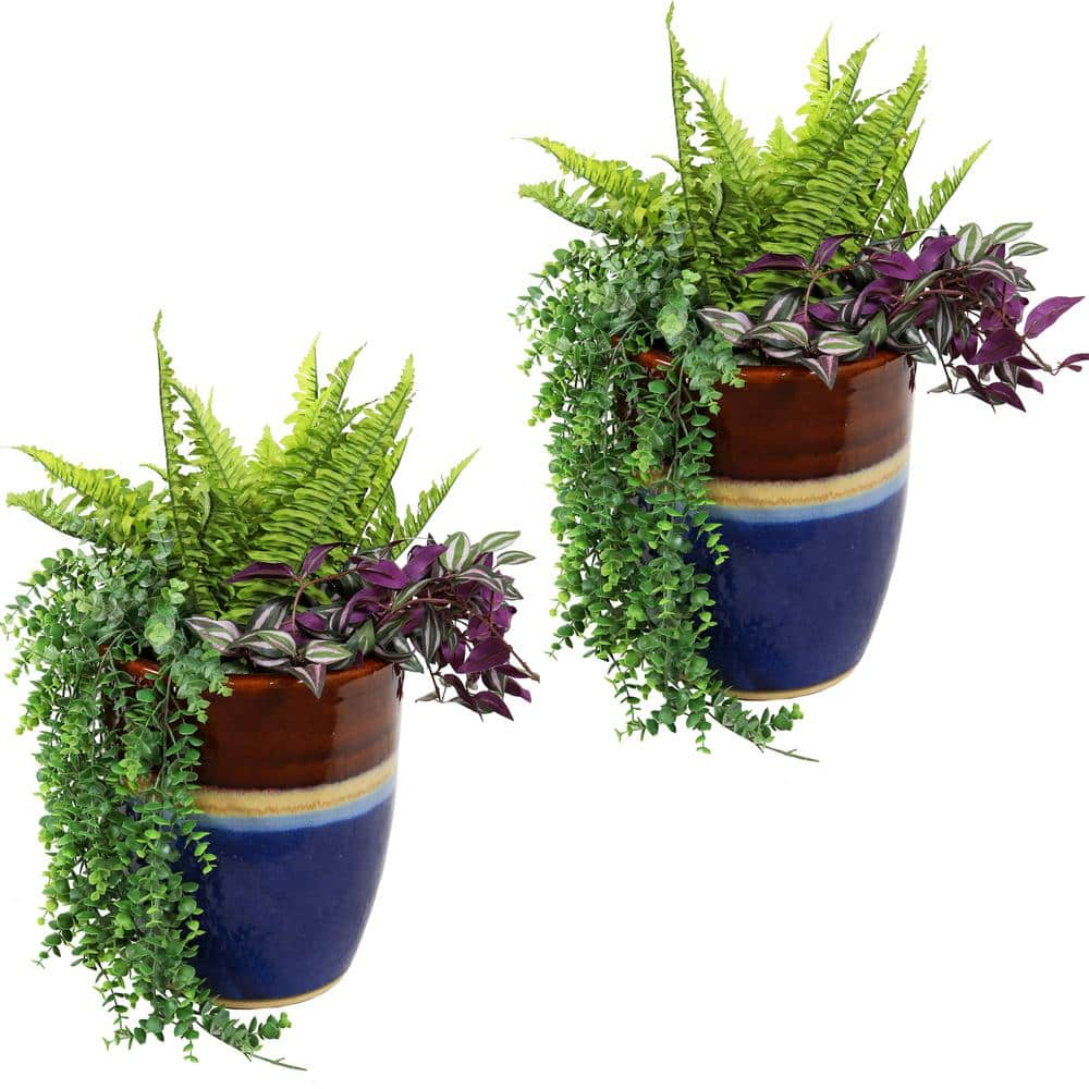 Sunnydaze 2 Captivating Vista 11 in. Beachcomber Ceramic IndoorOutdoor Planters AP-002