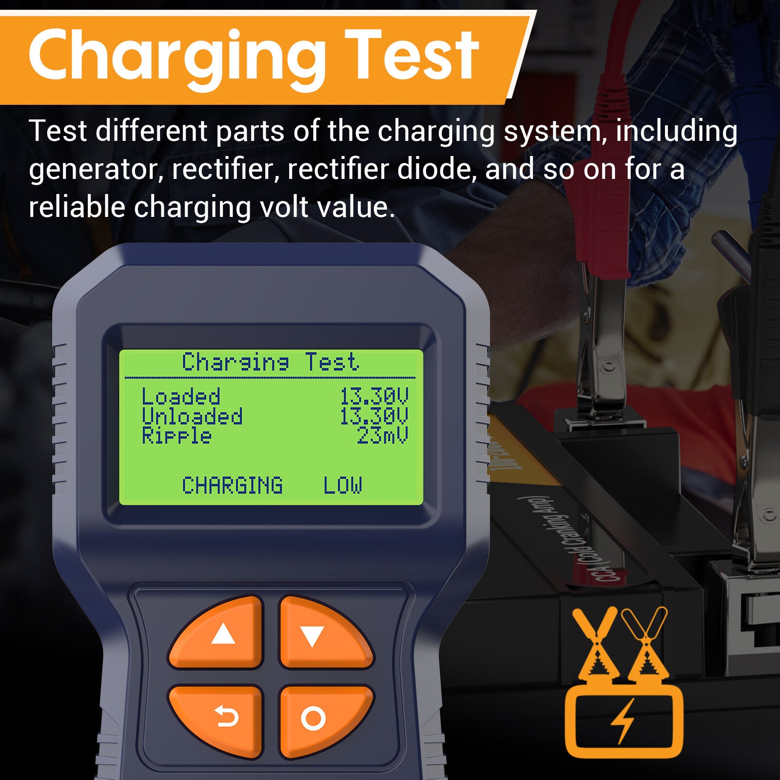 HINOY HN108 Car Battery Tester 12V Load Tester 100-2000 CCA Automotive Alternator Tester Battery Analyzer for Car Truck Marine Motorcycle SUV Boat Plug and Play