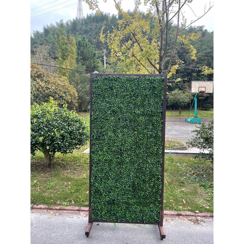 Ejoy 36 in. x 72 in. Mobile Privacy Garden Fence Divider with Artificial Grass on Both Sides and Wood Stand MobilHedgeDivider_36x72_1pc