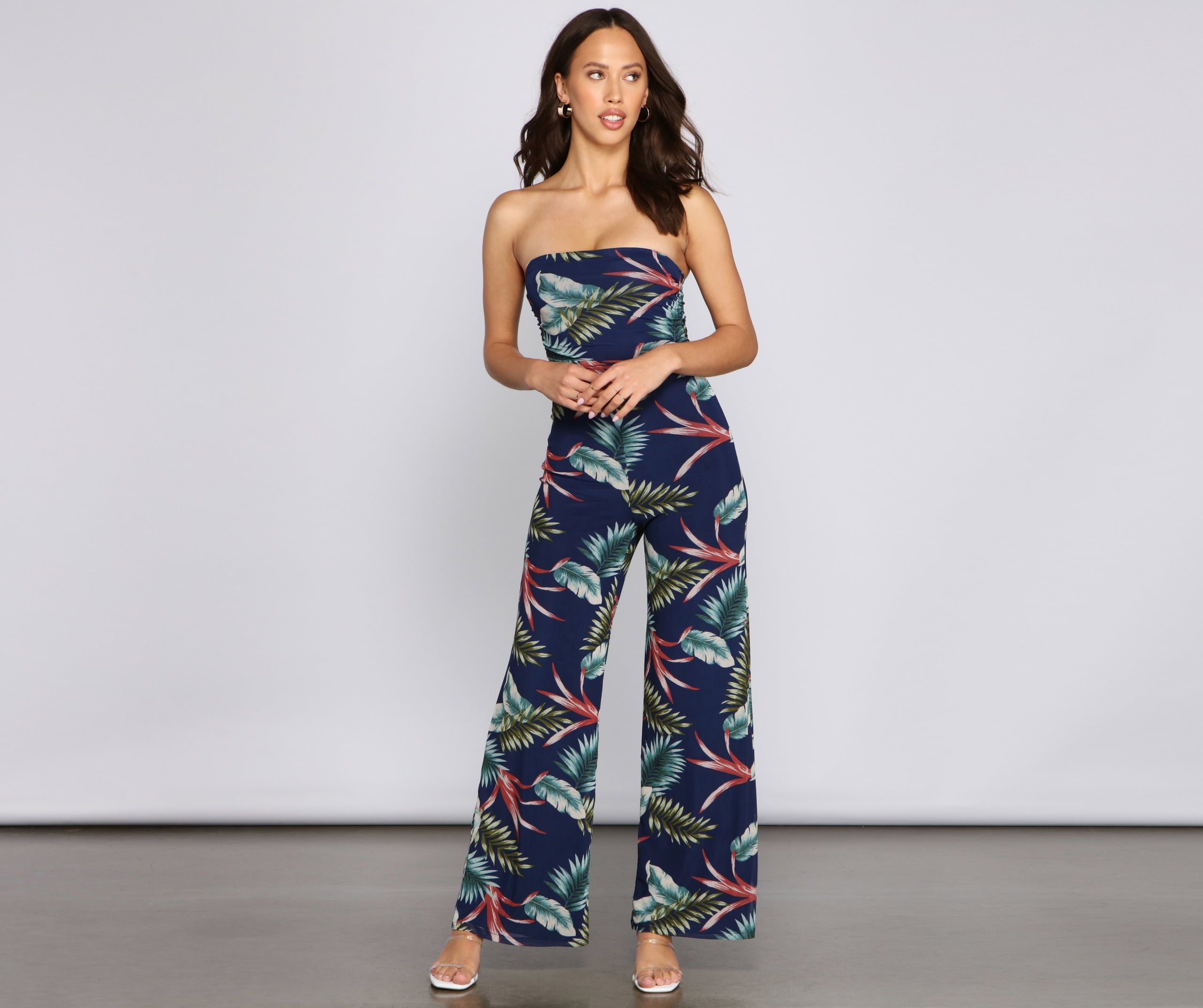 Budding Romance Strapless Floral Jumpsuit