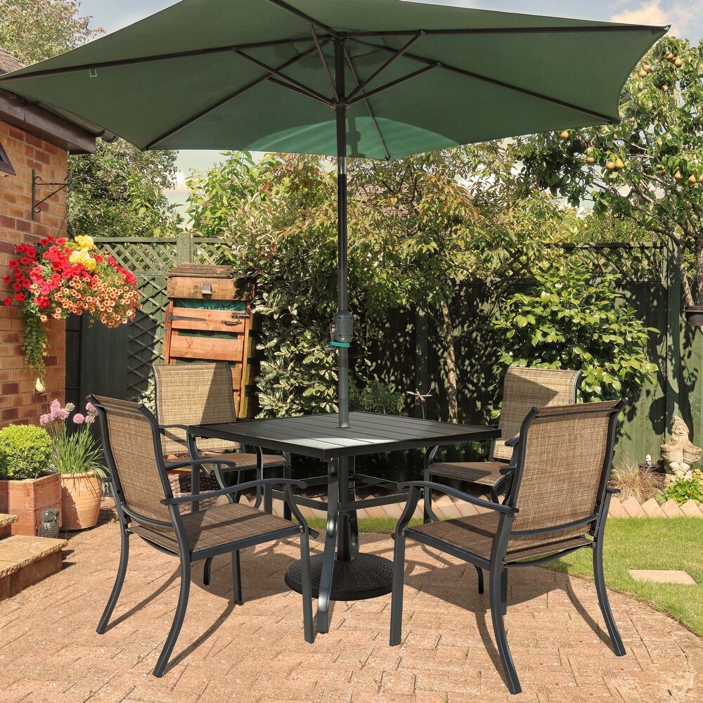 Outdoor 5 Piece Dining Set  Textilene Fabric  Powder coated Iron Frame