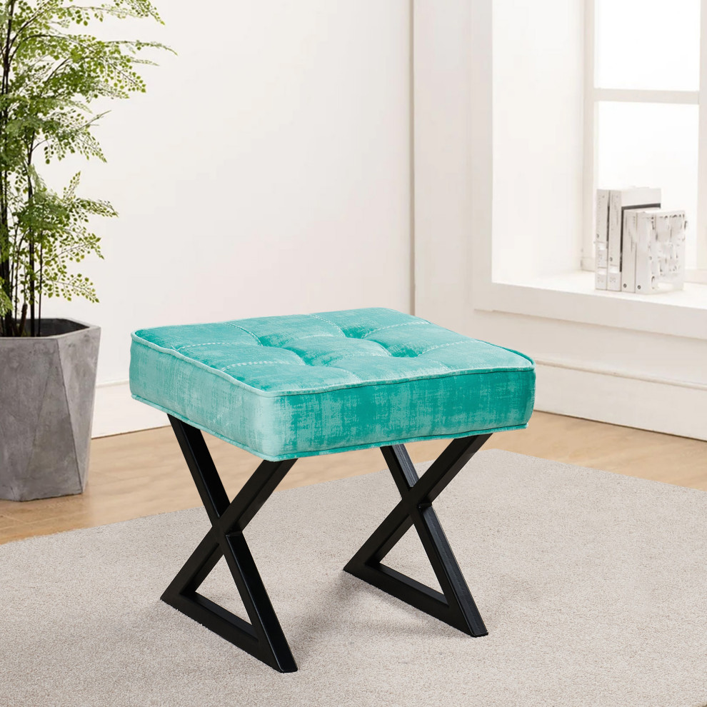 Textured Velvet Pouf Stool   Contemporary   Vanity Stools And Benches   by BNF Home  Houzz