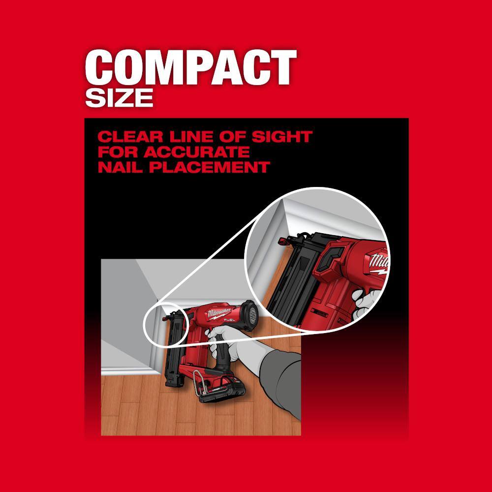 MW M18 FUEL 18-Gauge Brad Nailer M12 Brushless Cordless 14 in. Hex Impact Driver M18 2.0 Ah Battery M12 2.5 Ah Battery 2746-20-48-11-1820-3453-20-48-11-2425