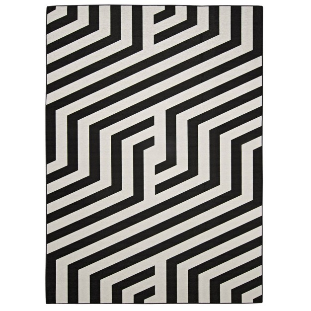 Jasile Washable Outdoor Rug Ivory black Linon