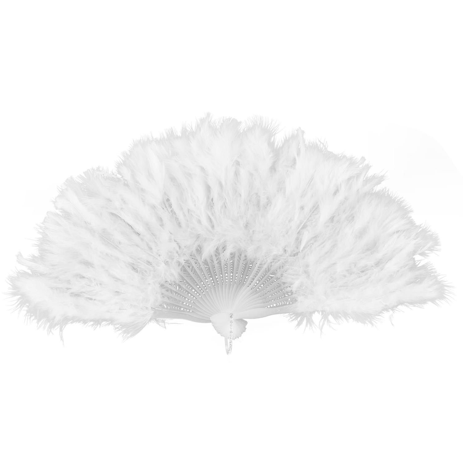 Ladies Feather Fan 1920s Burlesque Costume Accessory - White