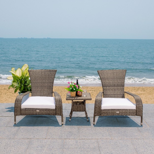 Edna 3 Piece Patio Outdoor Lounge Set Safavieh