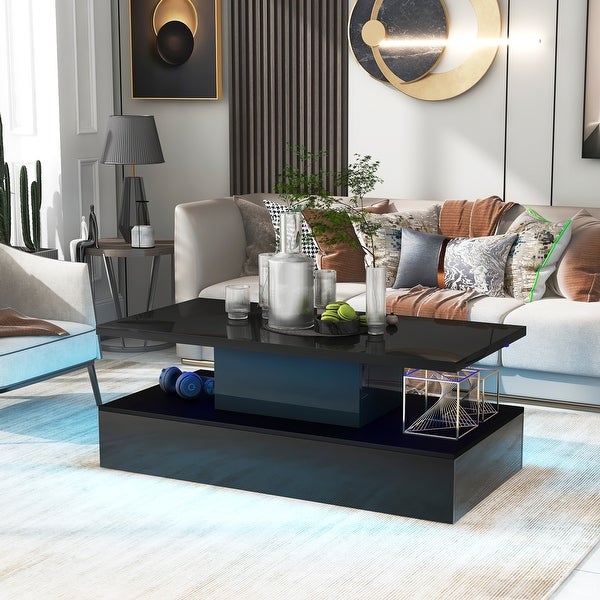 Modern Industrial Design Coffee Table with LED Lighting