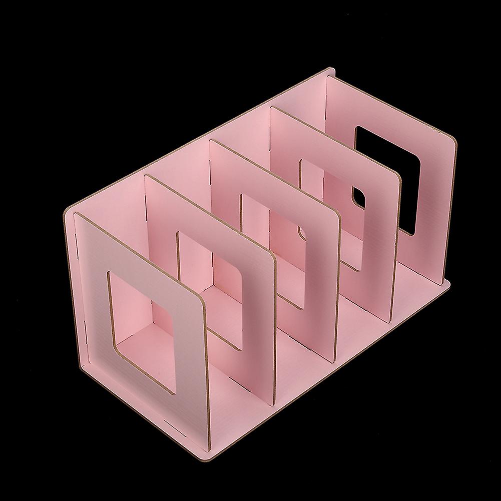 Wooden Diy Desktop Bookshelf Rack Books Dvd Storage Holder For Students Kids Adult (light Pink)