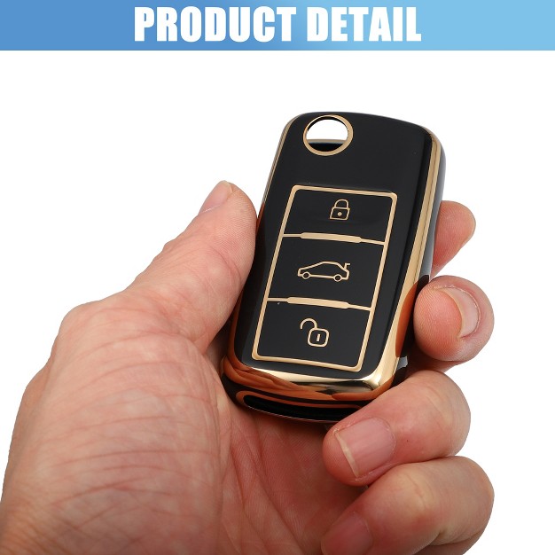 Unique Bargains Silicone Car Smart Key Fob Case Cover For Volkswagen Tiguan 2010 2017 Black 1 Pc