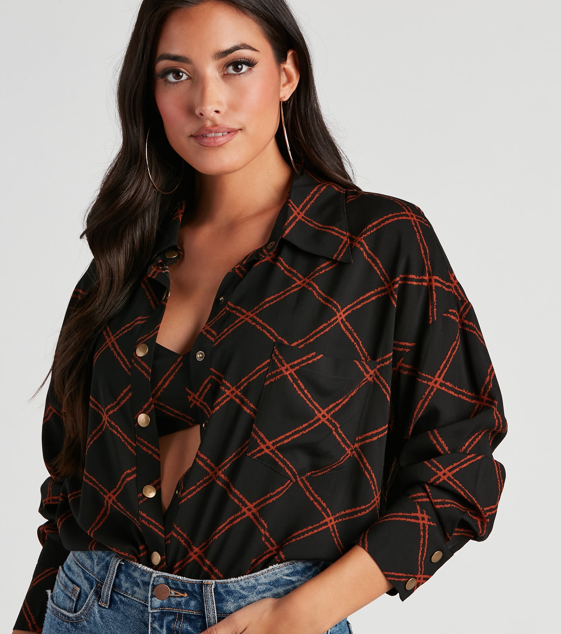 All The Trendy Vibes Button-Up Top