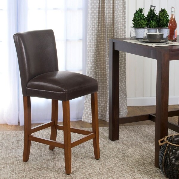 24-inch Luxury Brown Faux Leather Barstool - 24 inches