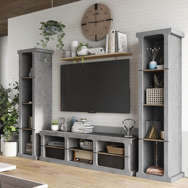 DH BASIC Cement Grey Urban 3-piece Entertainment Center by Denhour